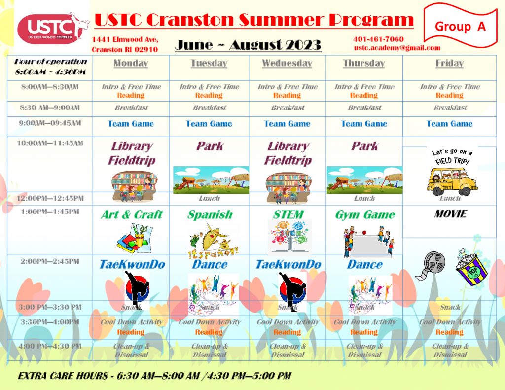 Summer Camp Daily Schedule 2023