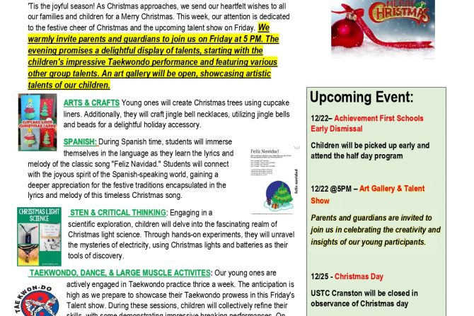 WEEKLY NEWSLETTER (11/27-12/22/2023): Winter Fun & Christmas
