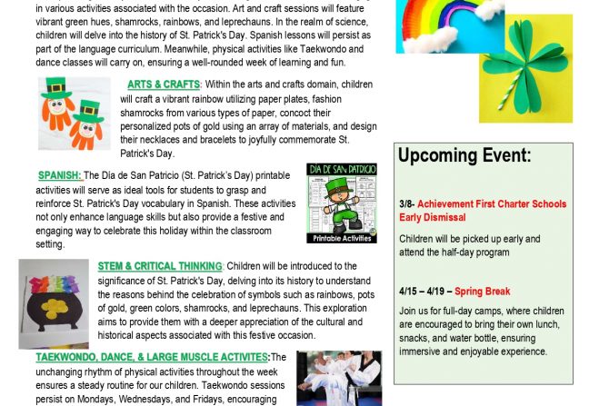 WEEKLY NEWSLETTER: ST. PATRICK’S DAY (3/11-3/15/2024)