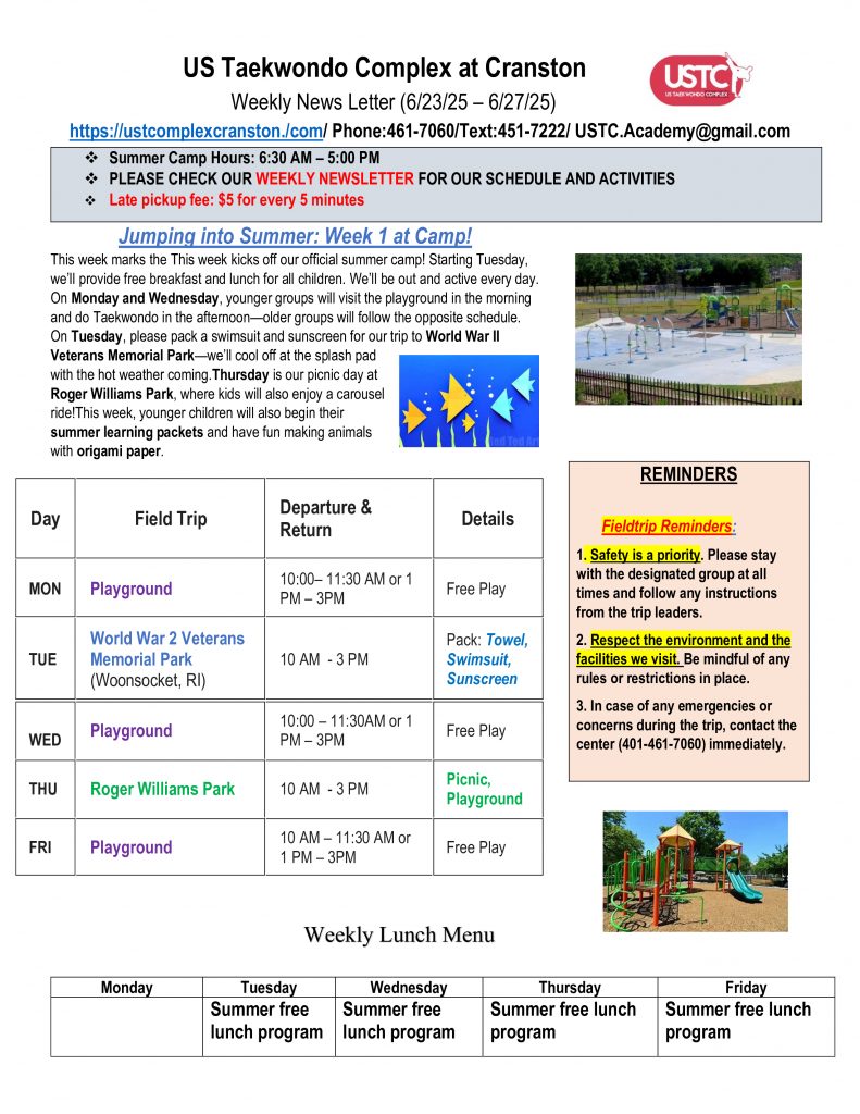 SUMMER WEEKLY NEWSLETTER: 6/23-6/27/2025