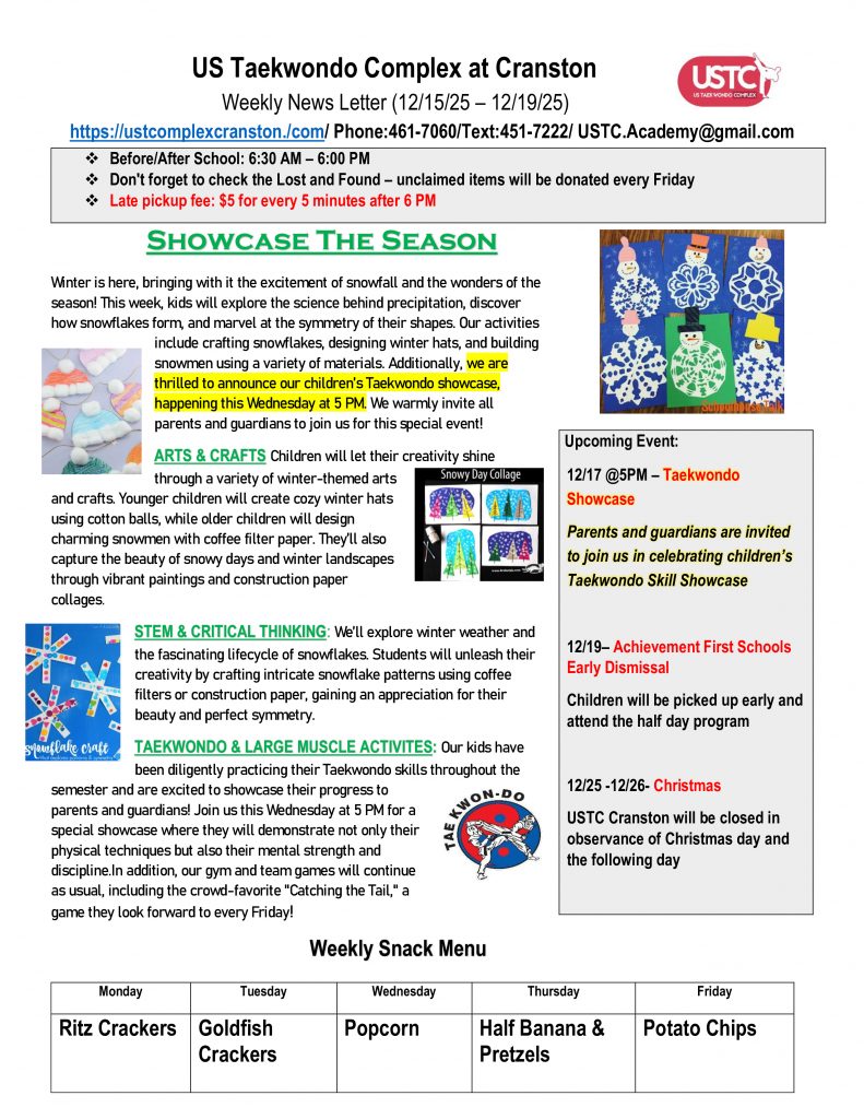 WEEKLY NEWSLETTER: Month of December 2025