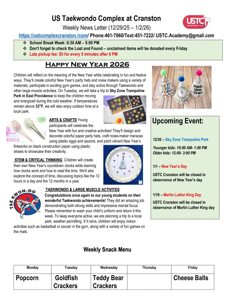 WEEKLY NEWSLETTER: Month of December 2025