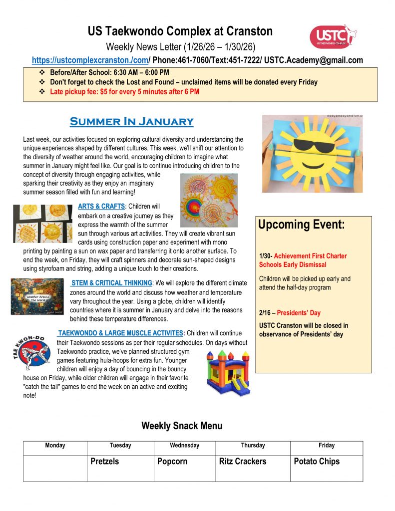 WEEKLY NEWSLETTER: Month of January 2026