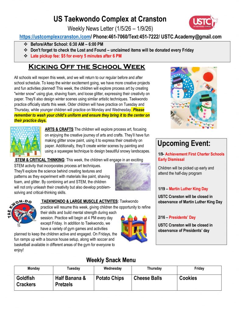 WEEKLY NEWSLETTER: Month of January 2026