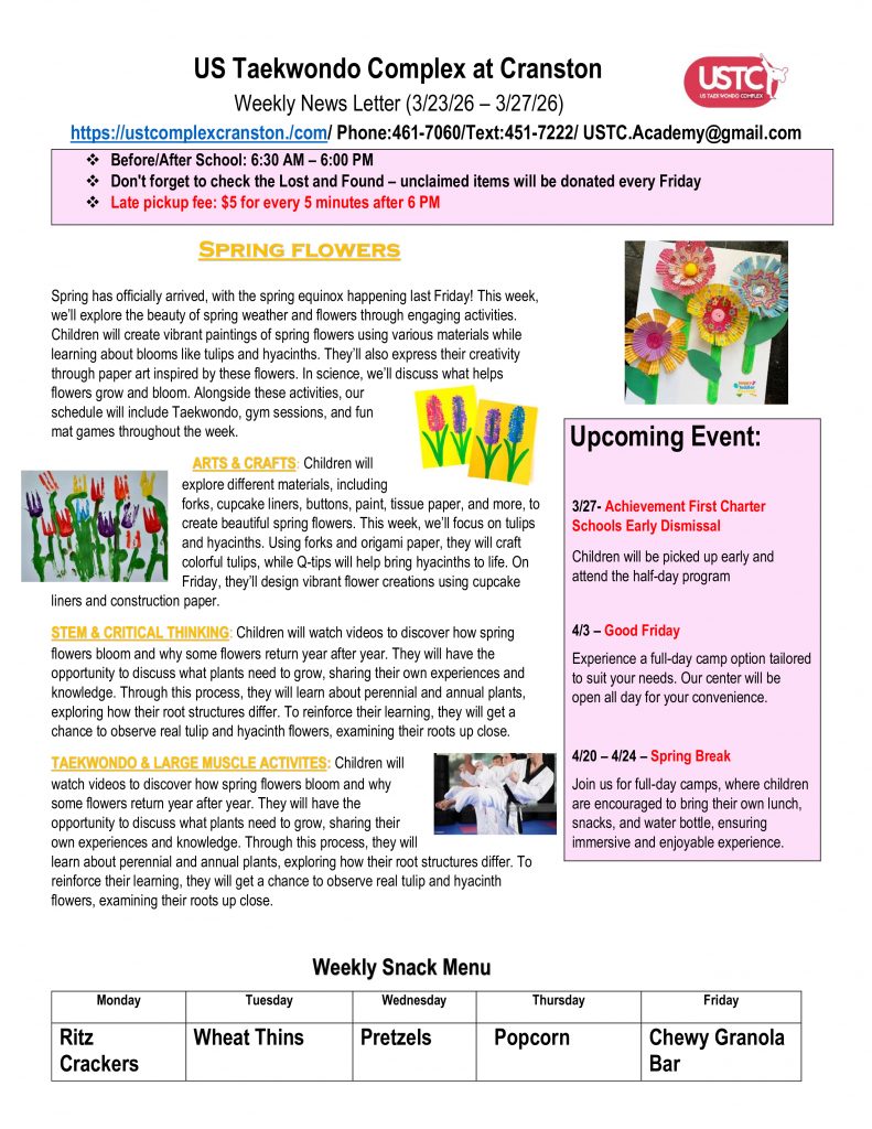 WEEKLY NEWSLETTER: Month of March 2026