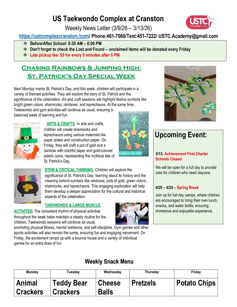 WEEKLY NEWSLETTER: Month of March 2026