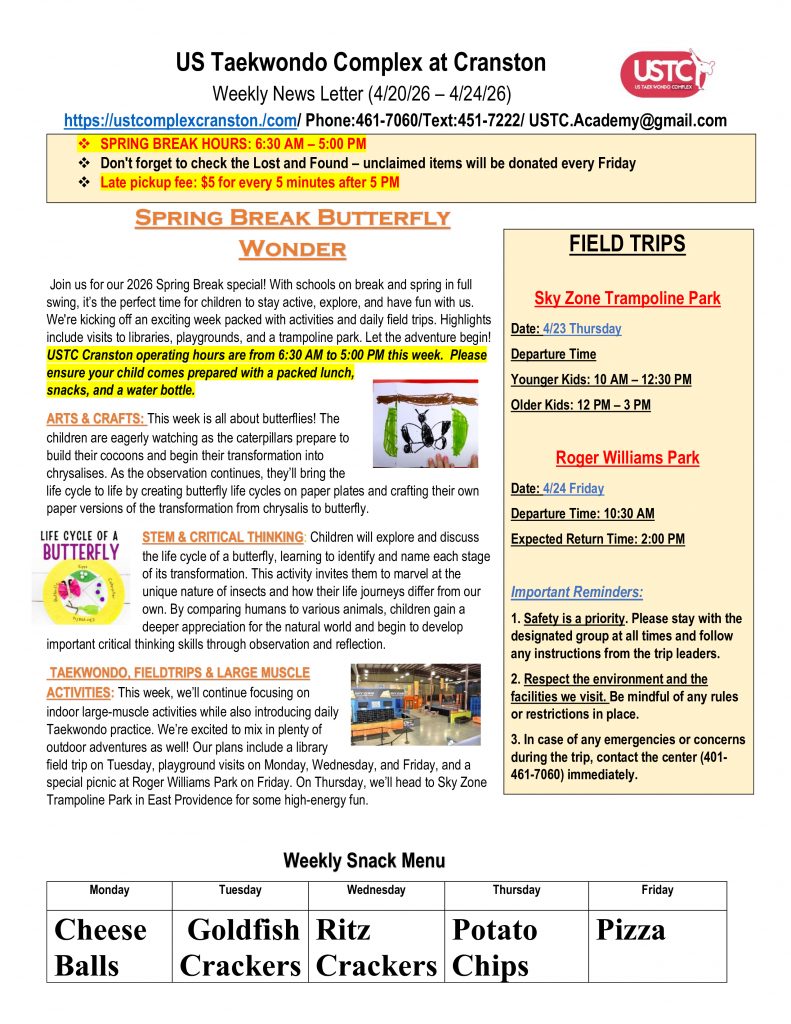 WEEKLY NEWSLETTER: Month of April 2026
