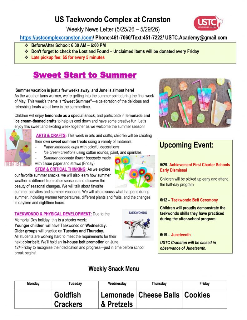 WEEKLY NEWSLETTER: Month of May 2026