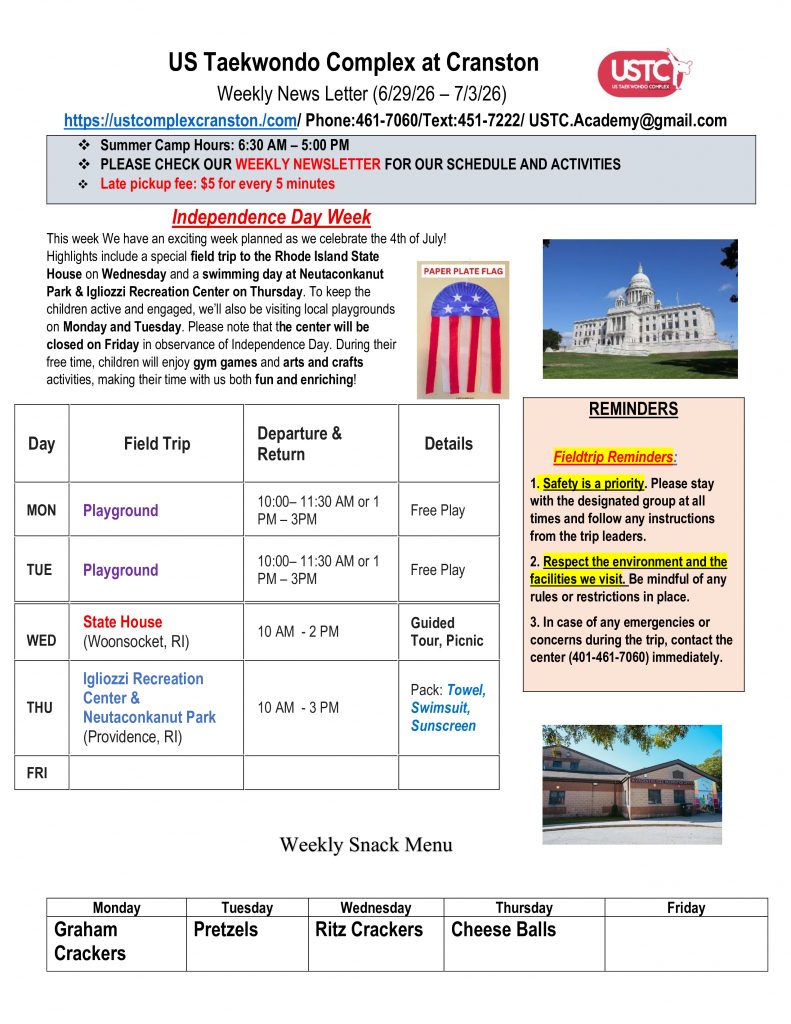 WEEKLY NEWSLETTER: Month of July 2026