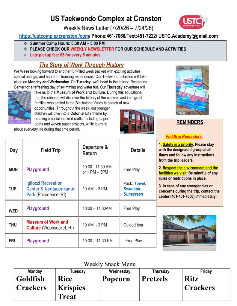 WEEKLY NEWSLETTER: Month of July 2026