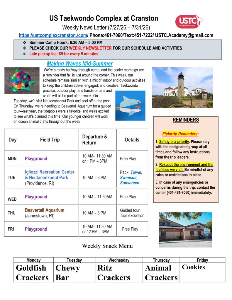 WEEKLY NEWSLETTER: Month of July 2026