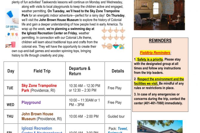 WEEKLY NEWSLETTER: Month of July 2026