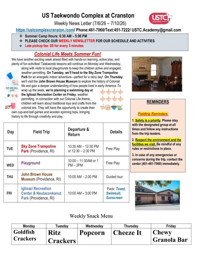WEEKLY NEWSLETTER: Month of July 2026