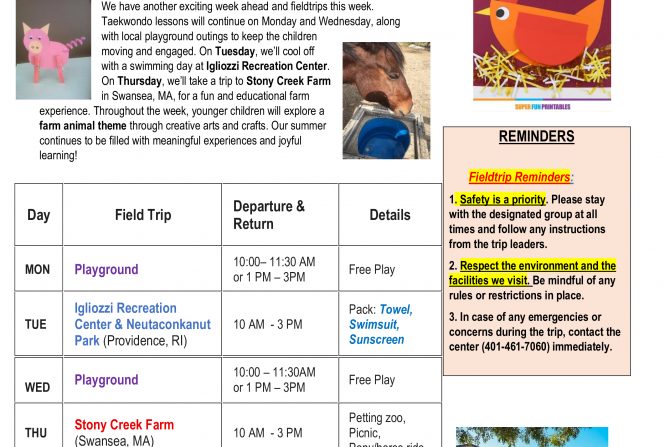 WEEKLY NEWSLETTER: Month of July 2026