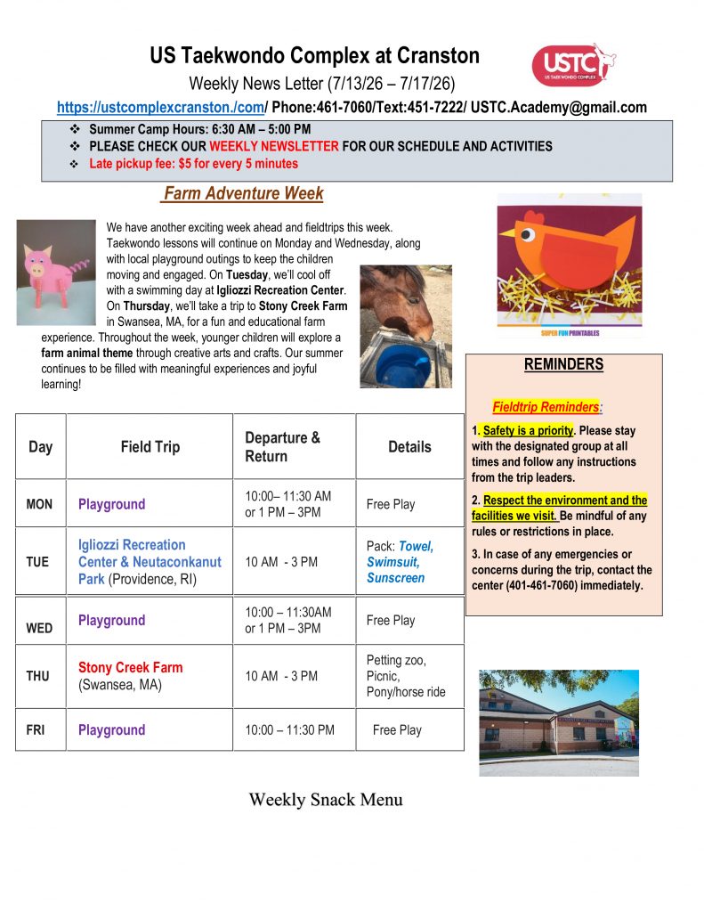 WEEKLY NEWSLETTER: Month of July 2026