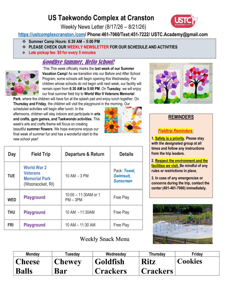 WEEKLY NEWSLETTER: Month of August 2026