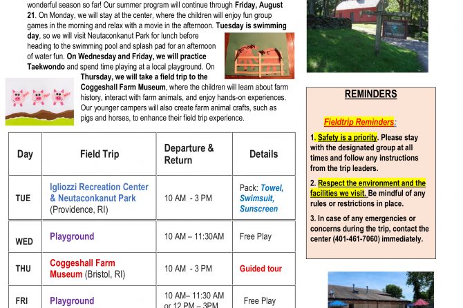 WEEKLY NEWSLETTER: Month of August 2026