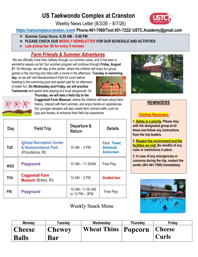 WEEKLY NEWSLETTER: Month of August 2026
