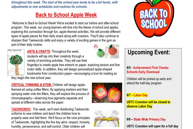 WEEKLY NEWSLETTER: Month of September 2026