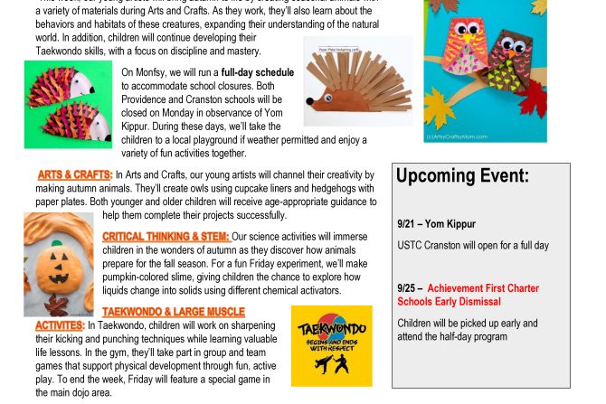 WEEKLY NEWSLETTER: Month of September 2026