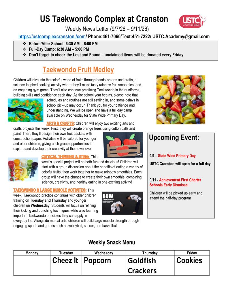 WEEKLY NEWSLETTER: Month of September 2026