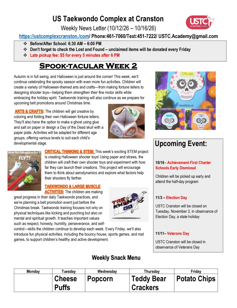 WEEKLY NEWSLETTER: Month of October 2026