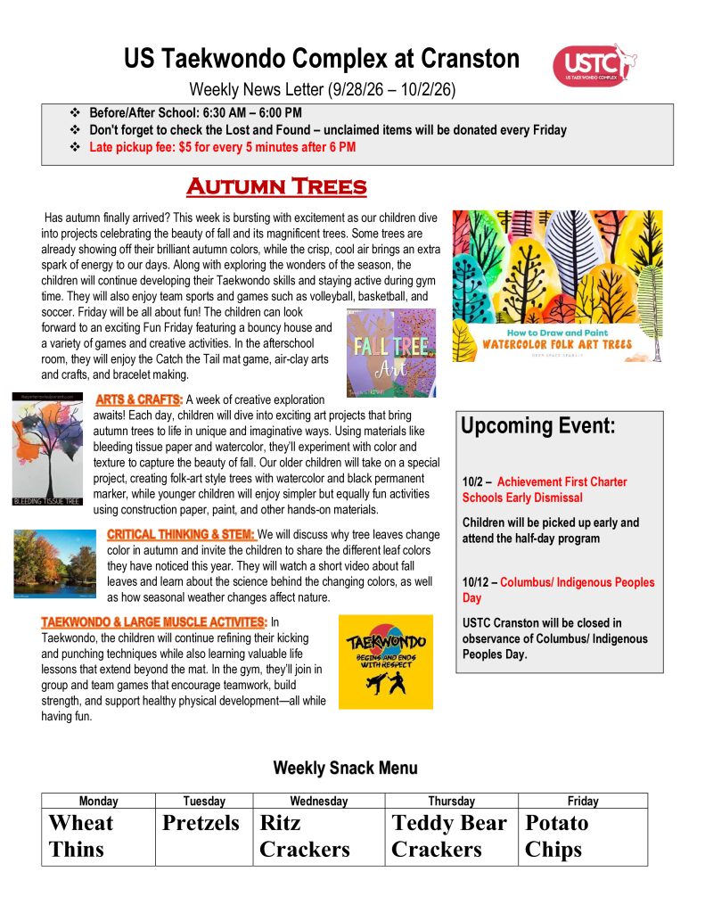 WEEKLY NEWSLETTER: Month of October 2026